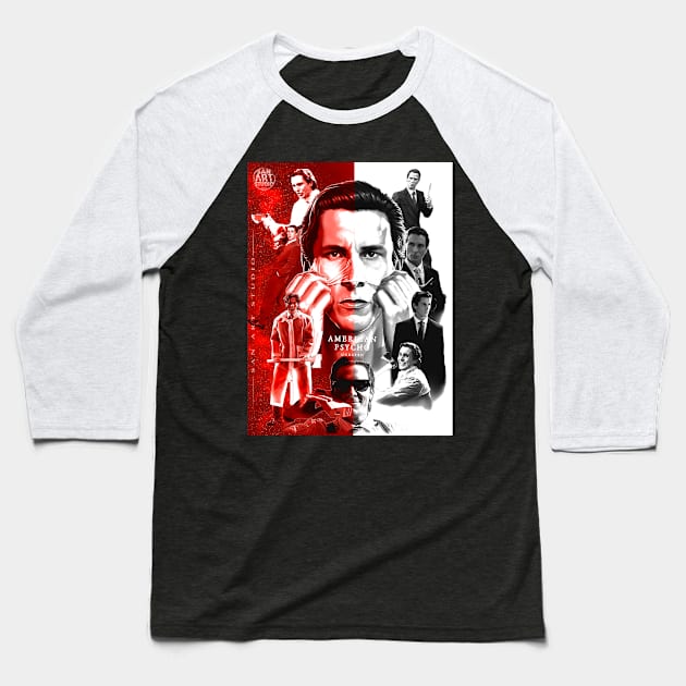 American Psycho Baseball T-Shirt by SAN ART STUDIO 